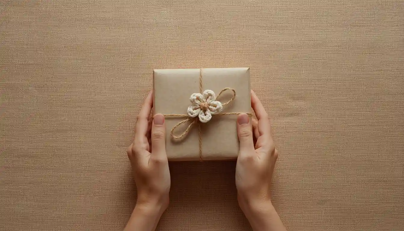 Gói hộp quà Kraft thắt dây thừng gai tỉ mỉ