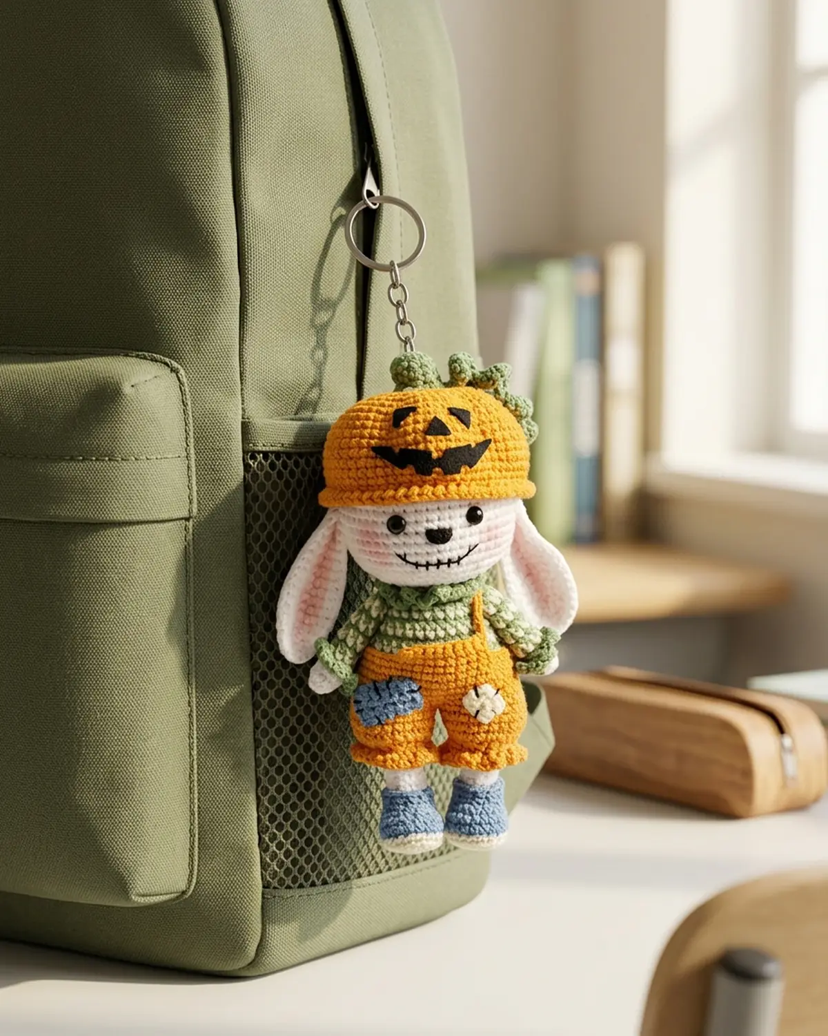 poppy the pumpkin bunny hanging backpack - Hình 1