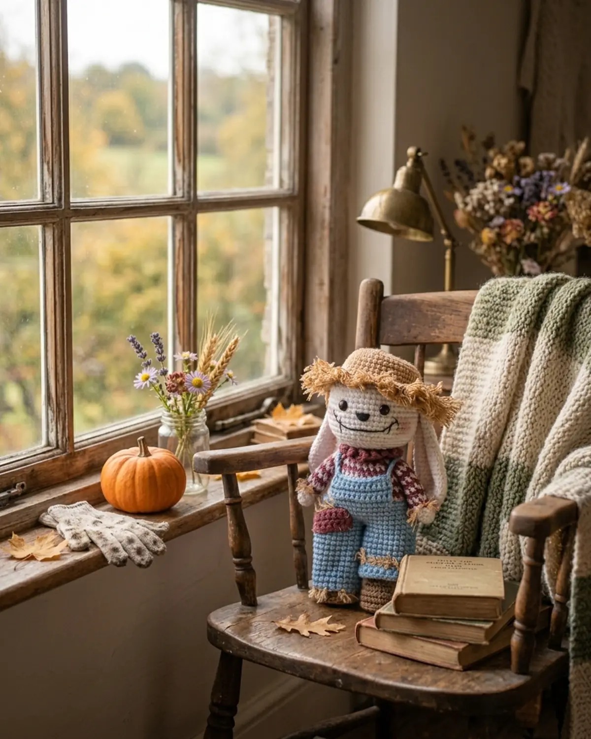 Maisie The Harvest Bunny trong góc đọc sách ấm cúng bên cửa sổ - Hình 4