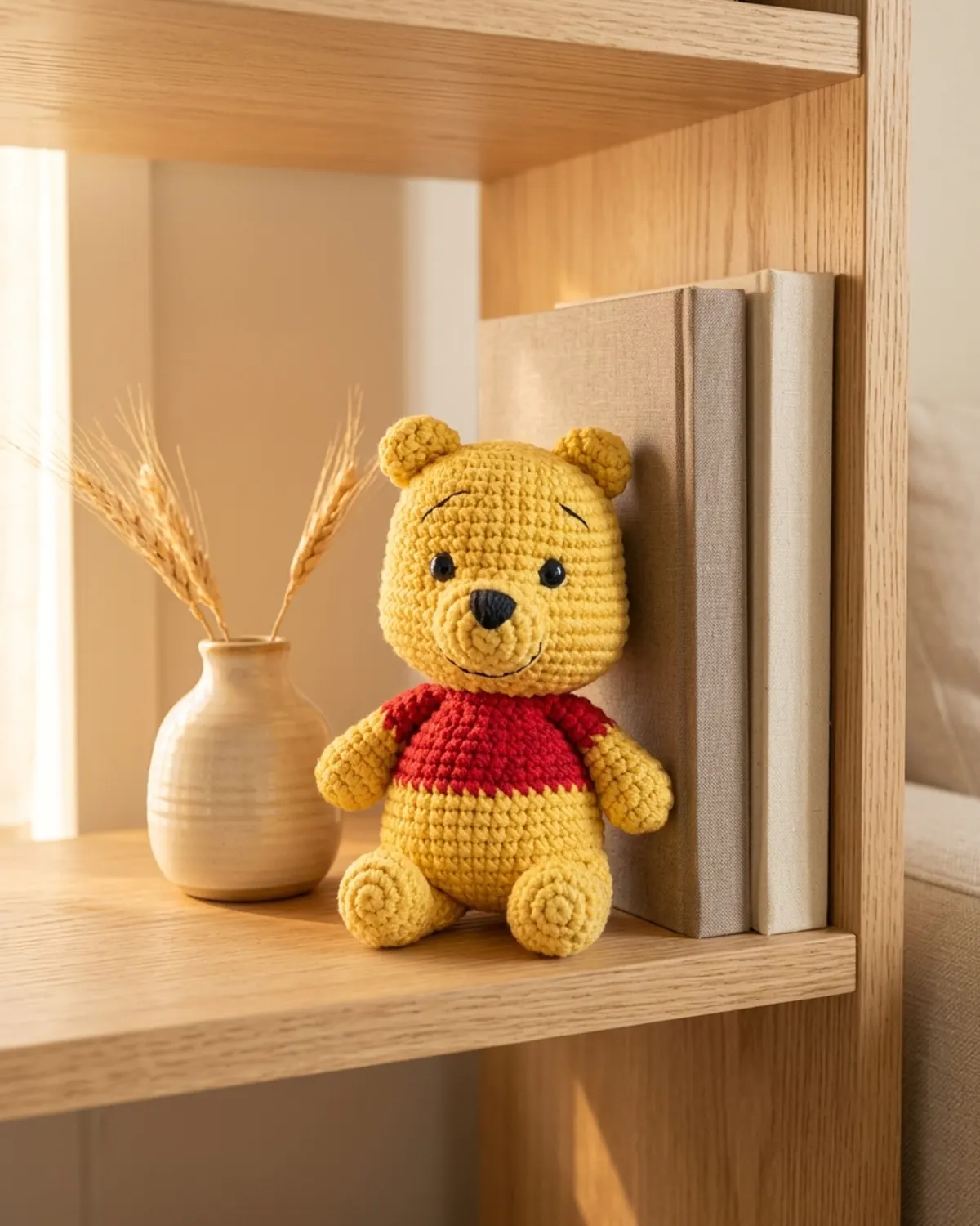 Pooh amigurumi trang trí kệ sách trong góc nhà ấm áp - Hình 2