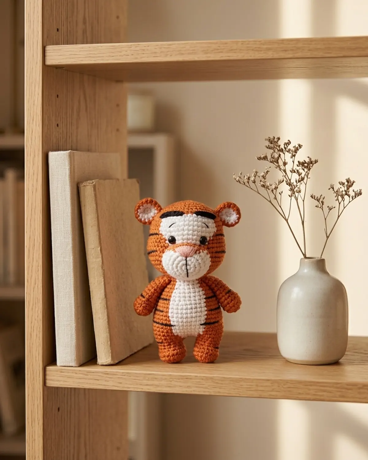 Tiger amigurumi trang trí kệ sách trong góc nhà ấm áp - Hình 5