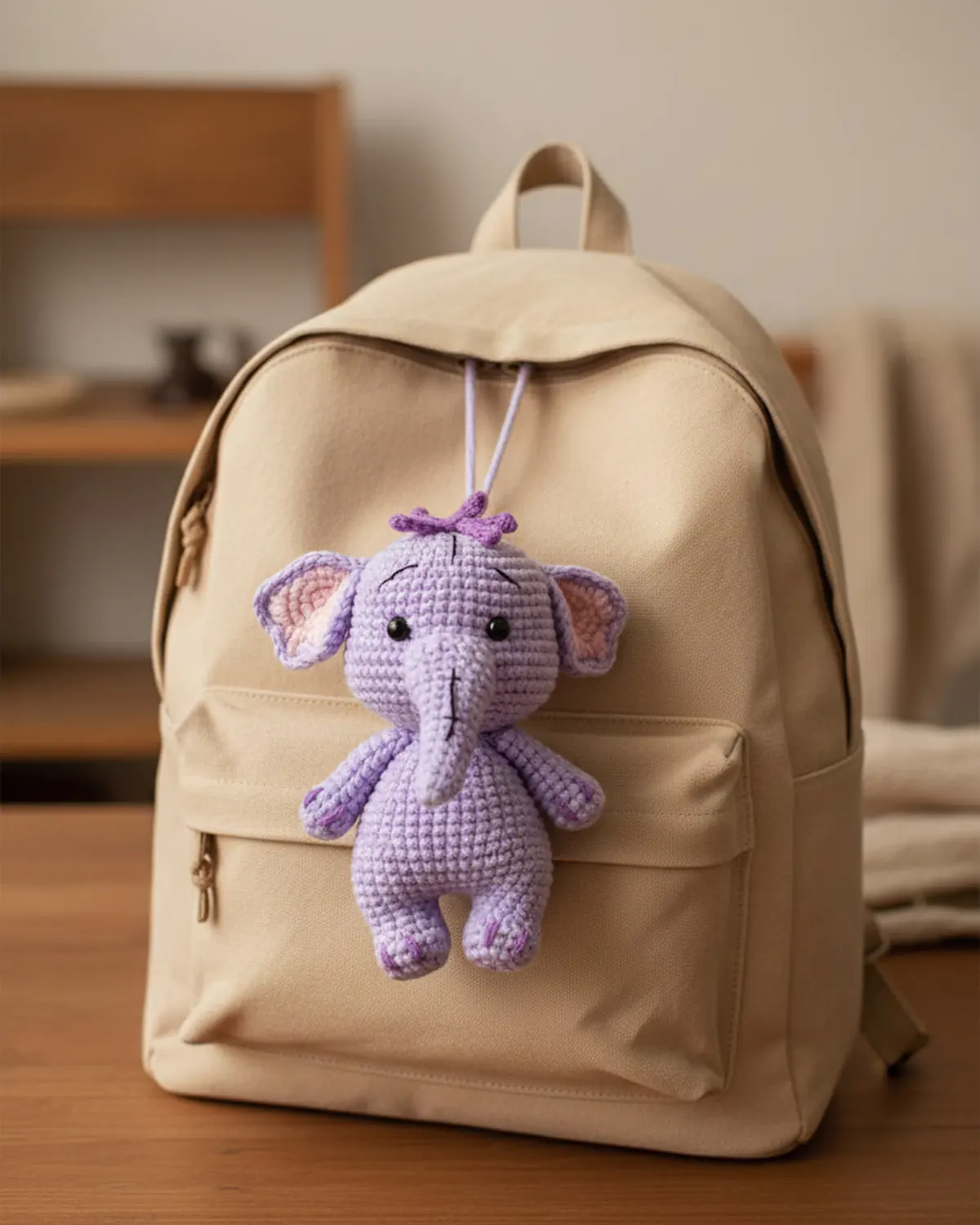 Heffalump amigurumi 11cm treo trên balo - Hình 1