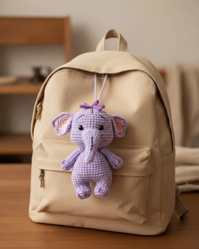 Heffalump amigurumi 11cm treo trên balo