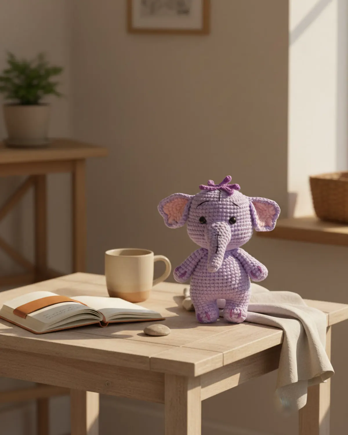 Heffalump amigurumi nhỏ trên bàn làm việc - Hình 5